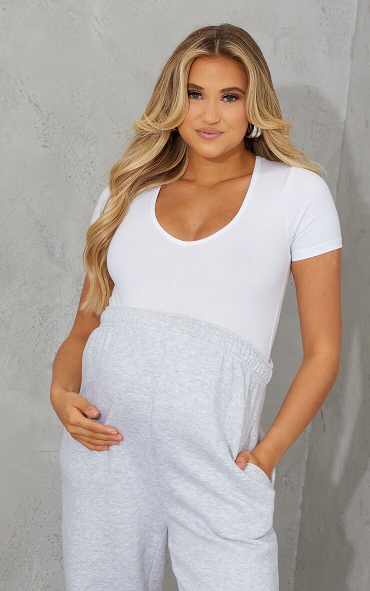 PrettyLittleThing Maternity White Ultimate Short Sleeve Bodysuit  - White - Size: 8