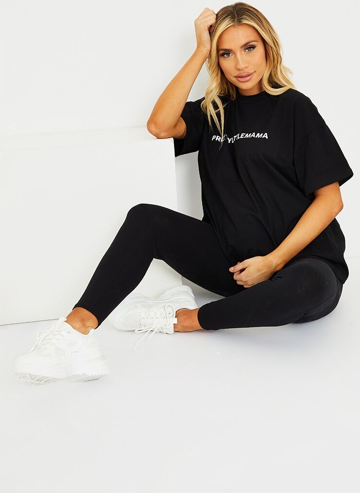 PrettyLittleThing PRETTYLITTLEMAMA Maternity Black Oversized T Shirt  - Black - Size: 16