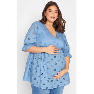 Bump It Up Maternity – Bluse Mit Lochstickerei In Blau 58-60