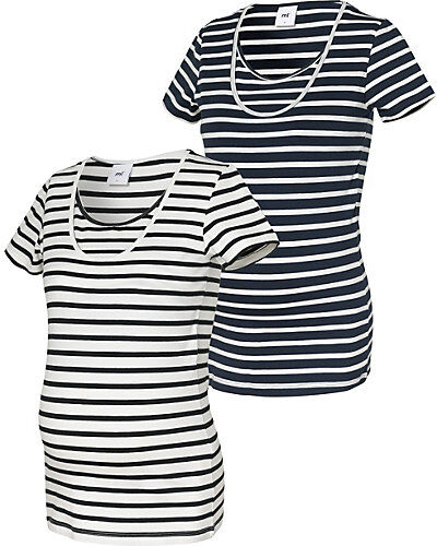 mamalicious Umstandsshirt MLLEA Doppelpack, Organic Cotton dunkelblau Damen Kinder