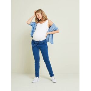 VERTBAUDET Pantalón slim para embarazo de felpa, aspecto denim azul medio lavado