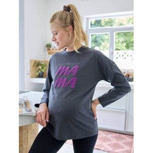 VERTBAUDET Camiseta con mensaje para embarazo gris oscuro