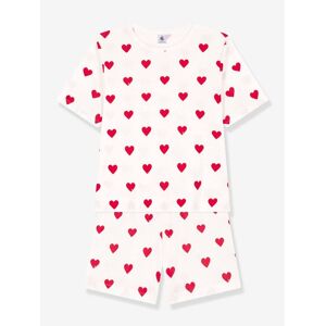Pijama con short corazón de algodón para mujer PETIT BATEAU blanco