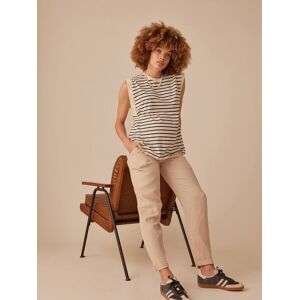 Pantalón para embarazo de gasa de algodón estilo paperbag ENVIE DE FRAISE beige arena