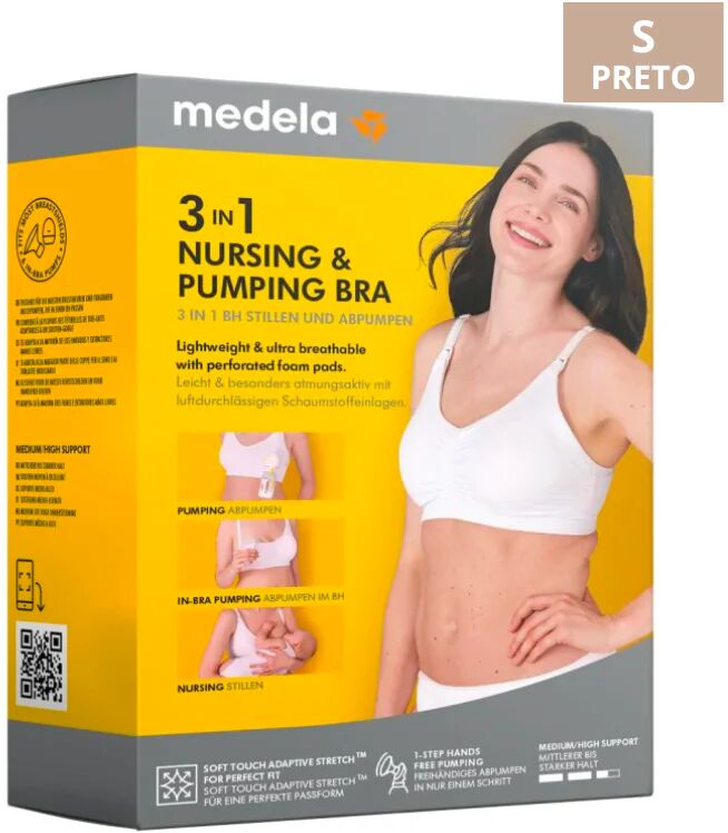 Medela Sujetador Lactancia y Expresión 3 en 1 Negro S