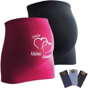 mamaband Ceinture de grossesse notre miracle noir/magenta lot de 2, extension...