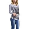 M.M.C. Baby vlucht Grappige grappige schattige zwangerschapsmode met motief voor de zwangerschap zwangerschapsshirt, T-shirt zwangerschapsshirt, lange mouwen, grijs, S