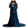 Dawwoti Zwangerschapsjurk voor dames voor fotoshoot Effen fluwelen fotoshoot Zwangere jurk Wrap maxi-jurk Zwangerschapsjurk met V-hals