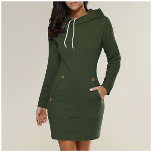 Unbranded (Green, L) Women's Casual Long Sleeve Hooded Mini Dress Sweater