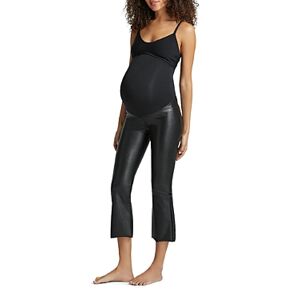 Commando Faux Leather Crop Flare Maternity Pants  - Black - Size: Extra Smallfemale