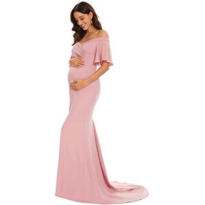 Ever-Pretty Women's Maxi V-Neck Off-Shoulder Bodycon Wedding Maternity Dress Dusty Rose 20UK