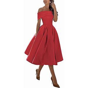 N/ C Ladies Bridesmaid Dresses Strapless Satin Short Formal Dresses Party Dresses Evening Dresses Red-UK8