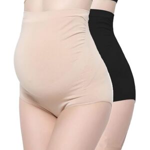 Hedywei Maternity Knickers,Women Pregnant Panties High Waist Underwear Knickers Belly Support Cotton Over Bump Seamless Black Beige