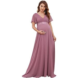 Ever-Pretty Women's Ruffles Sleeve V Neck Empire Waist A Line Floor Length Maternity Bridesmaid Dresses Orchid 18UK