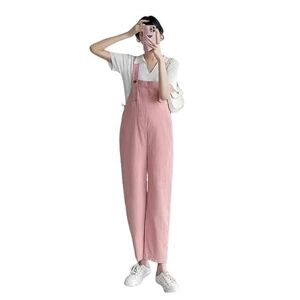 JINGBDO Maternity Romper Summer Maternity Jumpsuits Plus Size Solid Color Pregnant Woman Pregnancy Overalls Loose Pants-Pink-Xxl