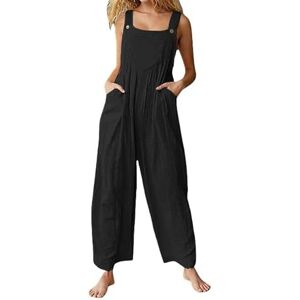 JINGBDO Maternity Romper Loose Maternity Pant Trouser Female Women One-Piece Overalls Wide-Leg Strap Jumpsuit Streetwear-Black-3Xl