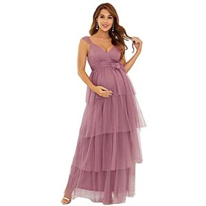 Ever-Pretty Women's Sleeveless V Neck Empire Waist A-Line Tulle Floor Length Maternity Prom Dress Orchid 16UK