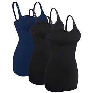 iLoveSIA Women’s Seamless Nursing Bra Breastfeeding Bras Maternity Tank Top 3Pack Black+Blue Size XL Fit 38BCD 40ABC