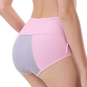 eexuujkl Menstrual Period Washable Breathable Underwear Pants Comfortable Briefs Seamless High Waist Lingerie Accessory, Light Pink