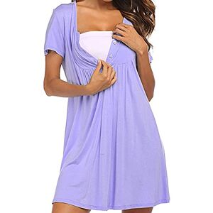 Women’s Breastfeeding Dress Women's Maternity Nightdress Breastfeeding Sleep Dress Nursing Nightdress Maternity Pyjamas Loungewear Ladies Labor Nightwear Childbirth Nightgown Sleepwear f Purple