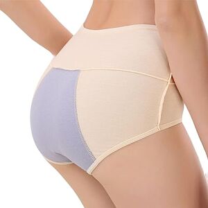 eexuujkl Menstrual Period Washable Breathable Underwear Pants Comfortable Briefs Seamless High Waist Lingerie Accessory, Apricot