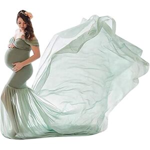 Zaltas Women's Maternity Photoshoot Dress Off Shoulder Sleeveless Maternity Dress Women Pregnant Photography Props Trailing Maxi Dresses (Mint Green)