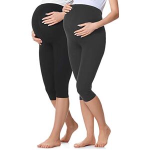 Be Mammy Womans 3/4 Maternity Leggings Tights 2Pack BE20-229 (2Pack Black/Graphite, XXL)
