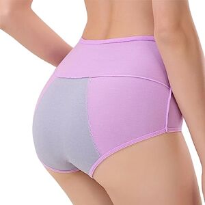 eexuujkl Menstrual Period Washable Breathable Underwear Pants Comfortable Briefs Seamless High Waist Lingerie Accessory, Light Purple