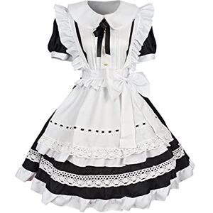 Hoothy-Herren French Maid Waitress Fancy Dress Costume School Girl Outfit Women Sexy French Maid Outfit Role Play Outfits Sexy Ladies Cosplay Costume Long Dress Christmas Sexy Costumes For Women