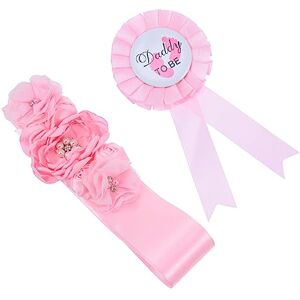 TOYANDONA 2pcs Baby Shower Pins Baby Shower Party Favor Gift Baby Belly Band Pregnancy Sash Belt Maternity Party Sash Pregnancy Sash Keepsake Corsage Apparel dad Tinplate Polyester Material