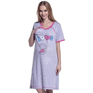 HAPPY MAMA. Women's Maternity Nursing Breastfeeding Nightdress Shirt Gown. 141p (Fuchsia, UK 10/12, M)