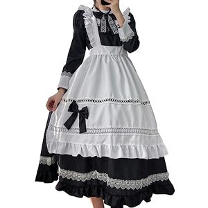 Hoothy-Herren Women'S Lolita French Maid Costume Maid Outfit Sexy Nurse Outfits For Women Anime Cosplay Lolita Fancy Dress Ladies Cosplay Costume Long Dress Christmas Sweet Classic Lolita Apron Lace Lingerie Set