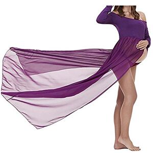 xuanranUK Maternity Dresses Strapless Gown, Sexy Pregnant Women Photography Props Split Front Off Shoulder Dress for Pregnant Women Photos Shoot (Purple)