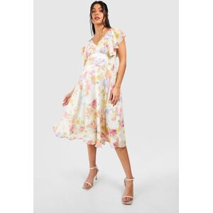 boohoo Maternity Occasion Floral Tie Back Frill Midi Dress