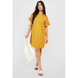 boohoo Maternity Floral Frill Sleeve Smock Dress