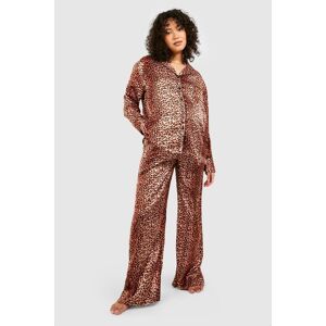 boohoo Maternity Oversized Satin Leopard Pyjama Set