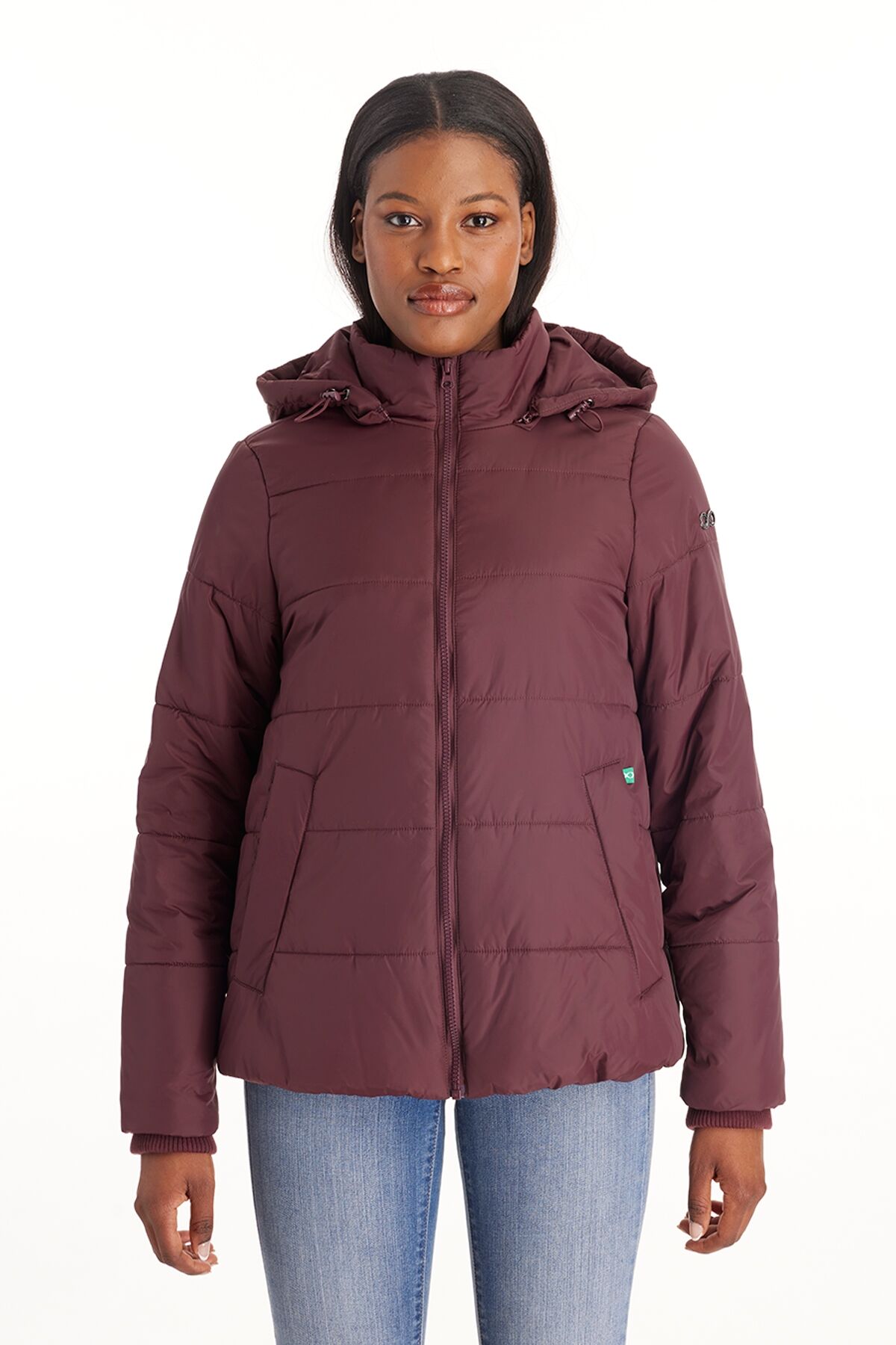 Modern Eternity Maternity Maternity Leia - 3in1 Bomber Puffer Jacket Quilted Hybrid - Burgundy