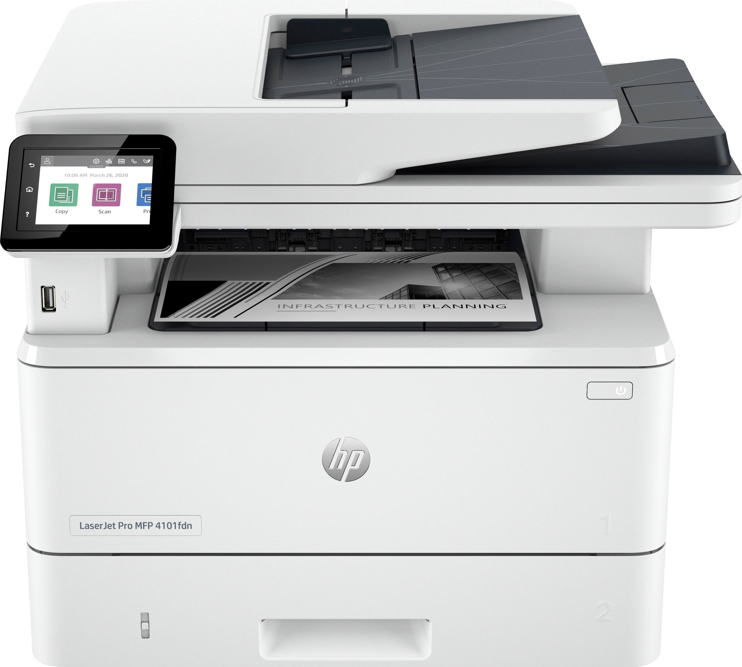 HP Multifunktionsdrucker "LaserJet Pro MFP 4102fdn" Drucker schwarz-weiß (weiß, schwarz) Multifunktionsdrucker