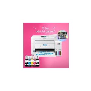 Epson EcoTank ET-4856 - Multifunktionsprinter - farve - blækprinter - kan genopfyldes - A4 (medie) - op til 15.5 spm (udskriver) - 250 ark - 33.6 Kbps - USB, LAN, Wi-Fi - hvid