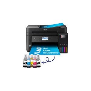 Epson EcoTank ET-4850 - Multifunktionsprinter - farve - blækprinter - kan genopfyldes - A4 (medie) - op til 15.5 spm (udskriver) - 250 ark - 33.6 Kbps - USB, LAN, Wi-Fi - sort