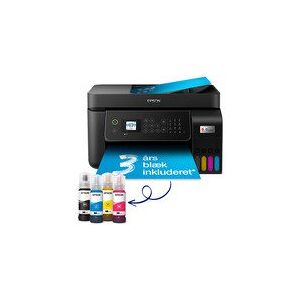 Epson EcoTank ET-4800 - Multifunktionsprinter - farve - blækprinter - kan genopfyldes - A4 (medie) - op til 10 spm (udskriver) - 100 ark - 33.6 Kbps - USB, LAN, Wi-Fi - sort