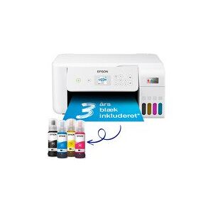 Epson EcoTank ET-2826 - Multifunktionsprinter - farve - blækprinter - kan genopfyldes - A4 (medie) - op til 10 spm (udskriver) - 100 ark - USB, Wi-Fi - hvid