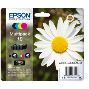 Epson 18 Multipack Noir(e) / Cyan / Magenta / Jaune Original C13T18064012 - Publicité