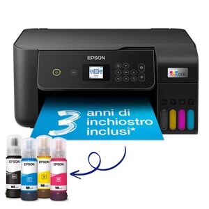 Epson EcoTank ET-2821 stampante multifunzione inkjet 3-in-1 A4, serbatoi ricaricabili alta capacità, 4 flaconi inclusi pari a 3600pag B/N 6500pag colore, Wi-FI Direct, USB