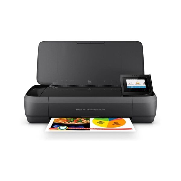 hp officejet 250 stampante poratile a getto d'inchiostro nero e colore formato a4, capacità 50 fogli, usb e wifi