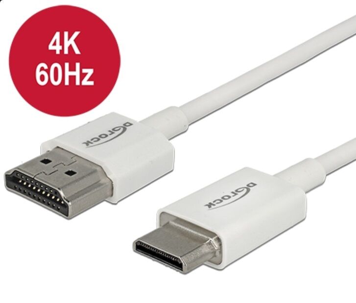 Delock Mini Hdmi Til Hdmi Kabel - Ultra Slim - 1.5 M - Hvid