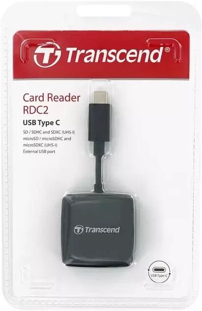 Transcend SD / MicroSD Kortleser m. USB-A Port - USB-C