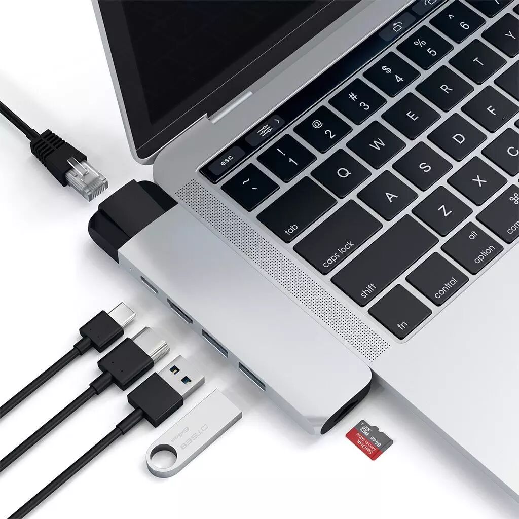 Satechi USB-C Pro Hub m. Ethernet & 4K HDMI (ST-TCPHES) - Silver