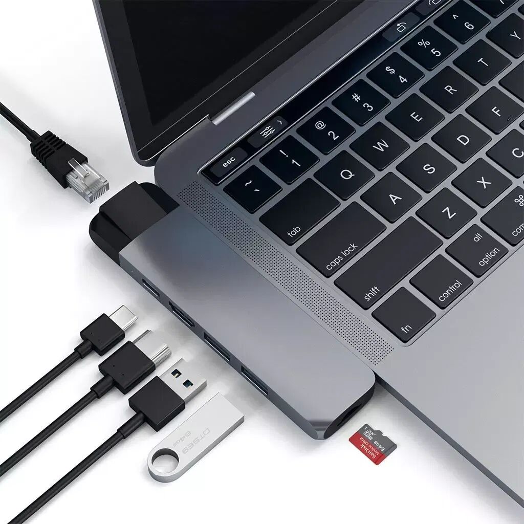 Satechi USB-C Pro Hub m. Ethernet & 4K HDMI (ST-TCPHEM) - Space Grey
