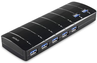 DELTACO DELTACO USB 3.0 hub, 7xType A hun, nettadapter, sort 7340004678236